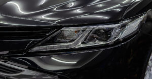Black car with ceramic glass coating gives the car a shiny shine