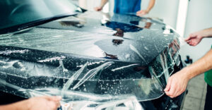 Transparent film, car paint protection installation process.